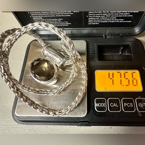 LORI BONN Vintage Smoky Quartz Sterling Silver Byzantine Chain Pendant Necklace - Picture 11 of 11